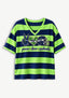 Women's Peace Love Seattle Seahawks Football Striped V Neck T-Shirt