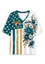 Women's Jacksonville Jaguars American Flag Floral V-Neck T-Shirt