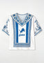 Boho Blue Floral Detroit Lions V-Neck Blouse