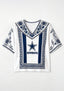 Boho Navy Floral Dallas Cowboys V-Neck Blouse
