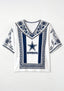 Boho Navy Floral Dallas Cowboys V-Neck Blouse
