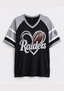 Women Las Vegas Raiders Heart Graphic V-Neck Fan T-Shirt