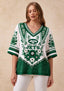Women’s New York Jets Boho Floral V-Neck 3/4 Sleeve Shirt