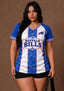 Women's Buffalo Bills Floral Baroque Striped V-Neck T-Shirt