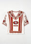 Boho Red Gold Floral San Francisco 49ers V-Neck Blouse