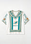 Boho Teal Floral Miami Dolphins V-Neck Blouse