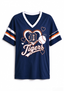 Women Detroit Tigers Baseball Graphic V-Neck T-Shirt