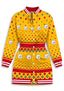 Women's Pittsburgh Steelers Holiday Geometric Button Down Jacket Dress