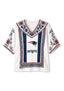Boho Red Navy Floral New England Patriots V-Neck Blouse