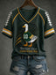 Women's Green Bay Football Printed V-neck T-shirt