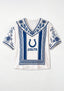 Boho Navy Floral Indianapolis Colts V-Neck Blouse