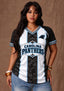 Women's Carolina Panthers Floral Baroque Striped V-Neck T-Shirt