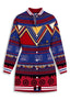 Women's New York Giants Tribal Geometric Button Down Jacket Dress
