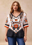 Women’s Cincinnati Bengals Boho Floral V-Neck 3/4 Sleeve Shirt