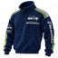 Seattle Seahawks Navy Button Henley Stand Collar Waffle Pullover Sweatshirt