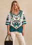 Women’s Jacksonville Jaguars Boho Floral V-Neck 3/4 Sleeve Shirt
