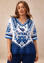 Women’s Tennessee Titans Boho Floral V-Neck 3/4 Sleeve Shirt