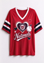 Women Washington Nationals Heart Baseball Graphic V-Neck T-Shirt