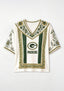 Boho Floral Green Bay Packers V-Neck Blouse
