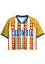 Colombia Sunflower Stripe Retro Cropped Mesh Jersey Shirt