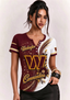 Women Washington Commanders Floral Henley T-Shirt