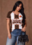 Women's Cleveland Browns Floral Baroque Striped V-Neck T-Shirt
