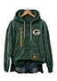 Green Bay Packers Women Heart Football Graphic Zip Up Hoodie