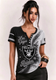 Women Las Vegas Raiders Floral Henley T-Shirt
