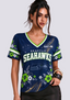 Seattle Seahawks Floral Pattern NFL V-Neck T-Shirt