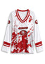 Women's San Francisco 49ers Graphic V Neck Long Sleeve Shirt