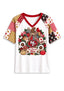Women's San Francisco 49ers Patchwork Sleeve V-Neck Raglan T-Shirt