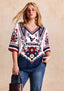 Women’s Houston Texans Boho Floral V-Neck 3/4 Sleeve Shirt