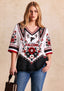 Women’s Atlanta Falcons Boho Floral V-Neck 3/4 Sleeve Shirt