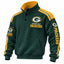 Green Bay Packers Green Button Henley Stand Collar Waffle Pullover Sweatshirt