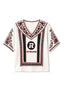 Boho Floral Border Ottawa Redblacks V-Neck Blouse