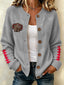 Women'S Football Printed Knitted Cardigan