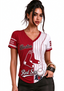 Women Boston Red Sox Baseball Half Striped Henley T-Shirt