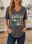 Women's Football Fan City Eagles Helmet Printed Waffle Top