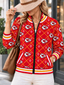 Women's Kansas City Chiefs Argyle Print Zip Up Varsity Jacket