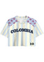 Pastel Stripe Floral Colombia Number 10 Cropped Jersey Shirt