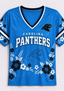 Women's Carolina Panthers Tropical Floral V-Neck T-Shirt