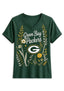 Women's Green Bay Packers Wildflower Graphic V-Neck Raglan Rolled T-Shirt