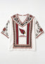 Boho Red Floral Arizona Cardinals V-Neck Blouse
