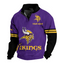 Minnesota Vikings Color Block Button Mock Neck Sweatshirt
