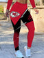 Kansas City Chiefs Red Black Geometric Scrunch Butt Workout Leggings For Lady