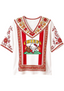 Women's Boho Floral Kansas City Chiefs Hello Kitty Game Day V Neck Shirt