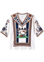 Women's Boho Floral Chicago Bears Hello Kitty Game Day V Neck Shirt