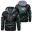 New York Jets Logo PU Faux Leather Hooded Jacket