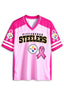 Women Pittsburgh Steelers Breast Cancer Awareness Pink Ribbon Mesh Jersey