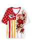 Women's Kansas City Chiefs American Flag Floral V-Neck T-Shirt